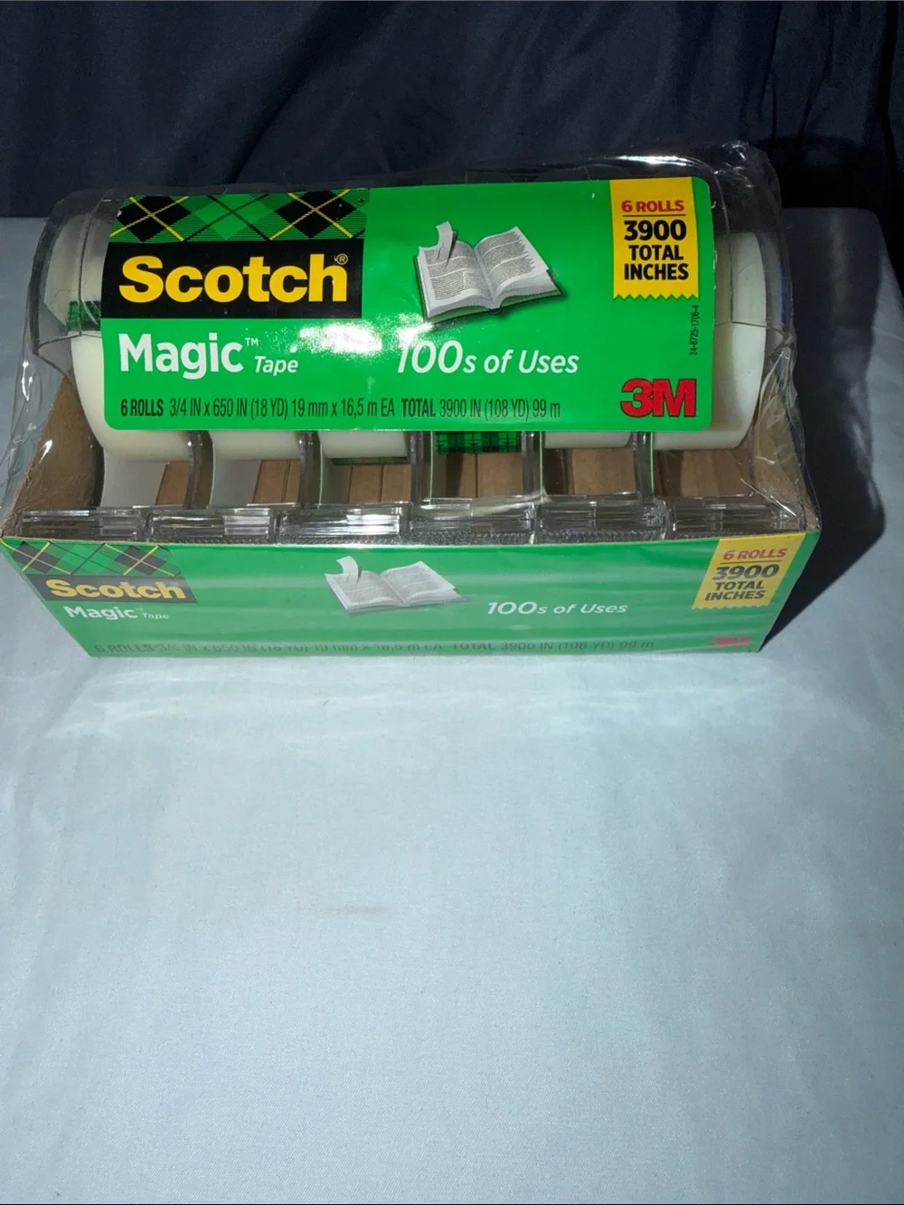 Scotch Magic Tape Dispensers 6-Pack — Clear Dispensers with Green Label